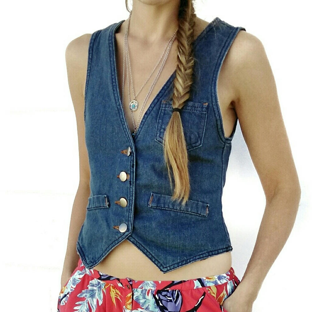 5/$25 Vintage Tapered Jean Button Up Vest